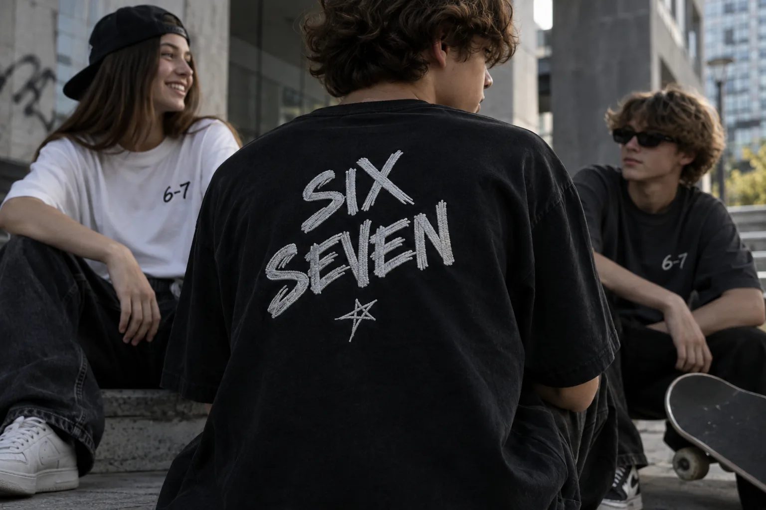 Six Seven (6–7): как носить трендовую надпись на футболке — дополнительное фото 5